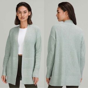 Lululemon Cashlu Cashmere Blend Sweater Wrap Heathered Silver Blue Size XS Small